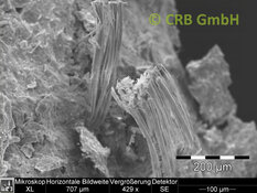 REM-Bild Chrysotil-Asbest  in Brandschutzmörtel | © CRB Analyse Service GmbH
